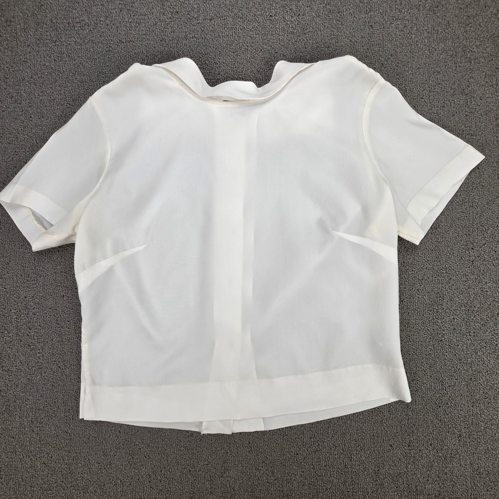 Vintage Jane Holly White Short Sleeve Button Back Blouse Size 12 60s Mod‎
